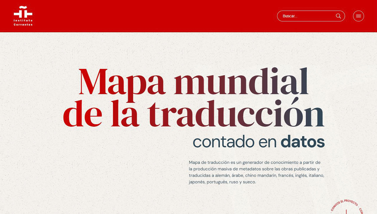Imagen de la web del Mapa de la Traducción del Instituto Cervantes